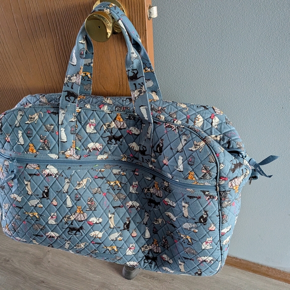 Vera Bradley Handbags - Vera Bradley Blue Quilted Travel Bag with Cat Design